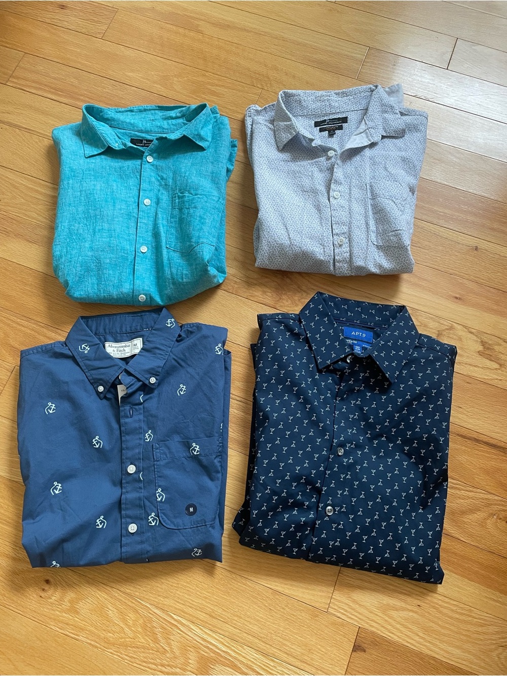 Lot of 4 Men’s Shirts-Medium-Abercrombie, Marc Anthony,APT.9- NWT-Linen